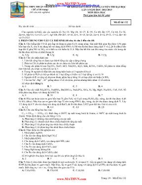 Đề khảo sát chất lượng luyện thi đại học lần 1 - Năm học 2012 - 2013 môn hóa học thời gian làm bài 90 phút